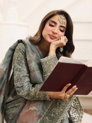 MOHAGNI - 3PC LAWN PRINTED SHIRT WITH SILK PRINTED DUPATTA AND TROUSER - HZG2935