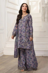 MOHAGNI - 3PC LAWN PRINTED SHIRT WITH SILK PRINTED DUPATTA AND TROUSER - HZG2949