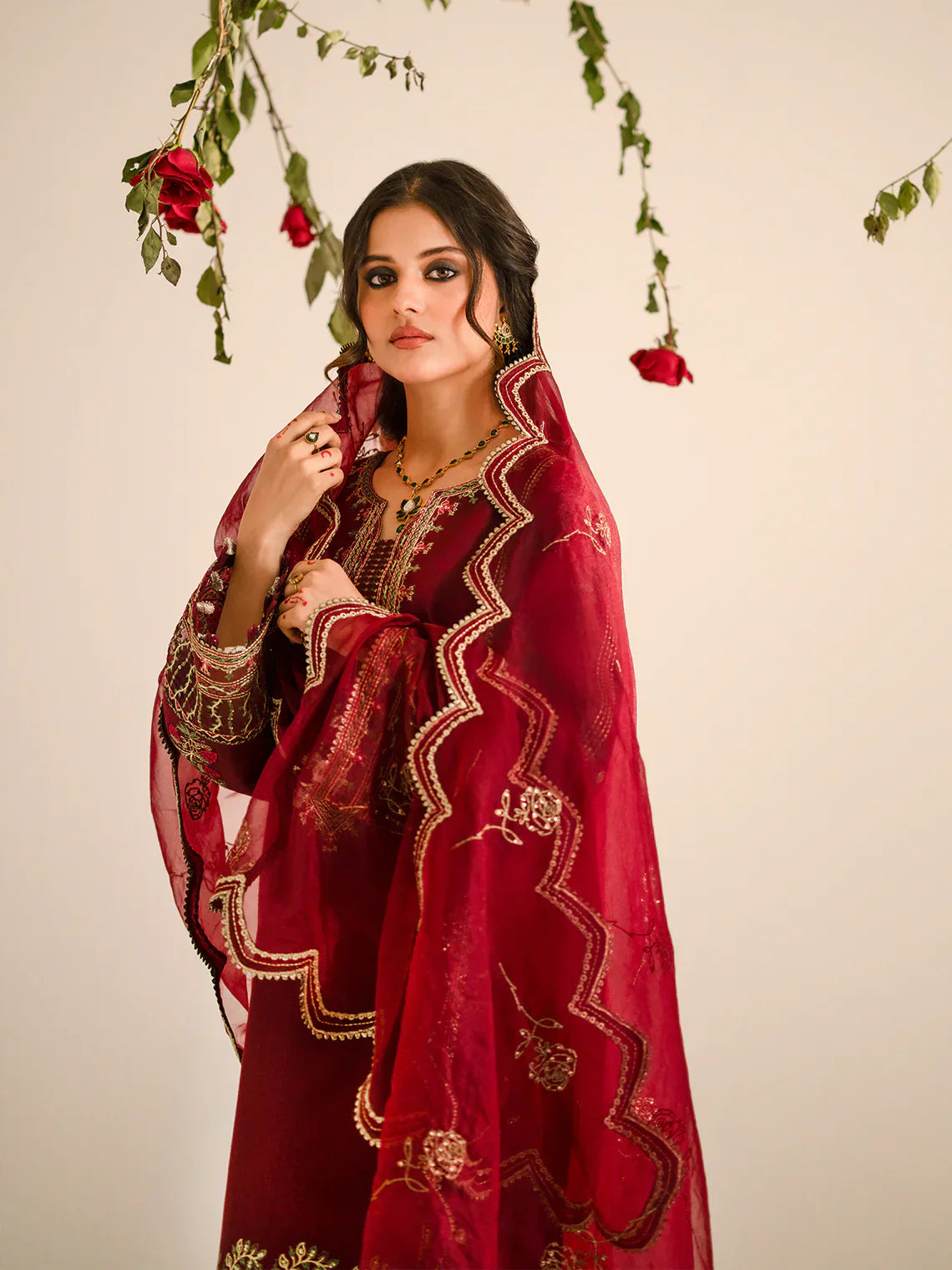 BATIK - 3PC LAWN EMBROIDERED SHIRT WITH ORGANZA EMBROIDERED DUPATTA AND TROUSER - HZG1792