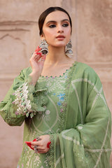 MAHNUR - 3PC LAWN EMBROIDERED SHIRT WITH CHIFFON EMBROIDERED DUPATTA AND TROUSER - HZG2642