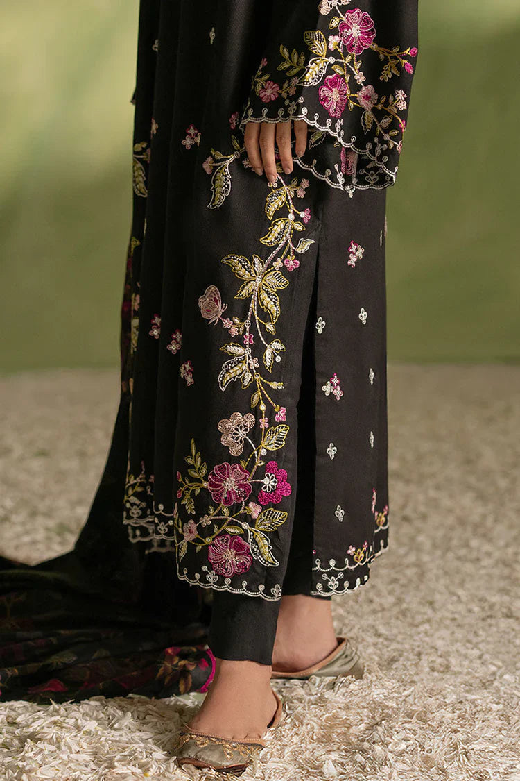 CROSS STITCH - 3PC DHANAK EMBROIDERED SHIRT WITH TWILL PRINTED SHAWL AND TROUSER - HZU2477