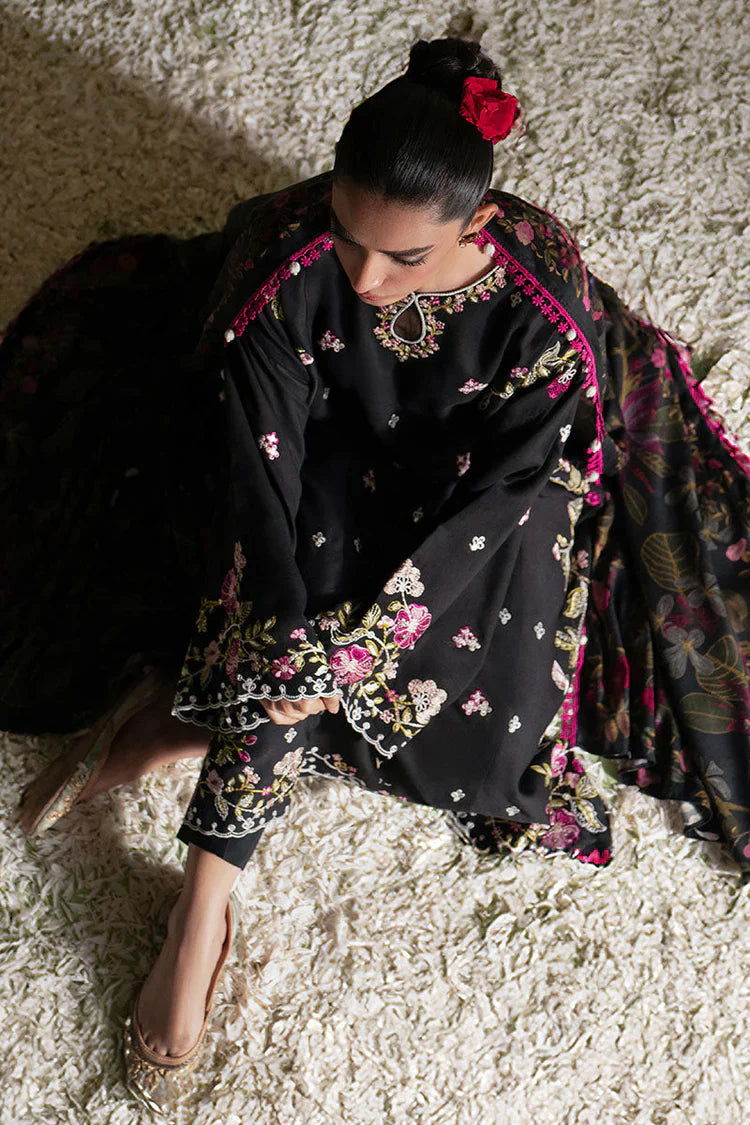 CROSS STITCH - 3PC DHANAK EMBROIDERED SHIRT WITH TWILL PRINTED SHAWL AND TROUSER - HZU2477