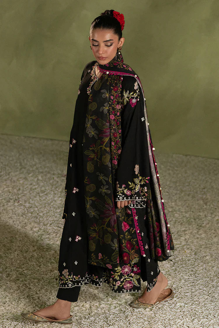 CROSS STITCH - 3PC DHANAK EMBROIDERED SHIRT WITH TWILL PRINTED SHAWL AND TROUSER - HZU2477