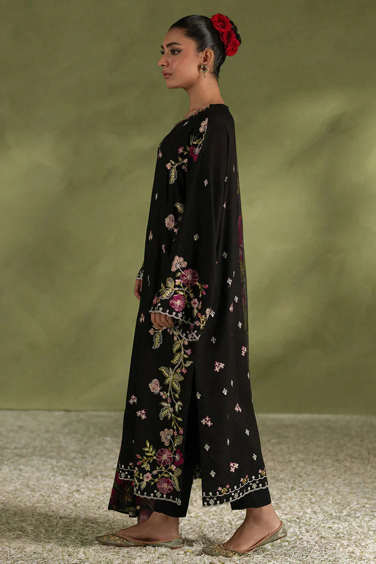 CROSS STITCH - 3PC DHANAK EMBROIDERED SHIRT WITH TWILL PRINTED SHAWL AND TROUSER - HZU2477