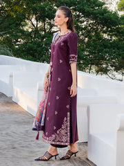 IZEL - 3PC LAWN EMBROIDERED SHIRT WITH CHIFFON PRINTED DUPATTA AND TROUSER - HZG2852