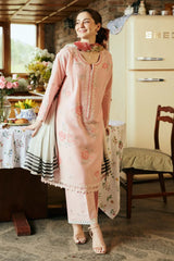 ZARA SHAH JAHAN - 3PC DHANAK EMBROIDERED SHIRT WITH TWILL PRINTED SHAWL AND TROUSER - HZG2352
