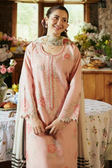 ZARA SHAH JAHAN - 3PC DHANAK EMBROIDERED SHIRT WITH TWILL PRINTED SHAWL AND TROUSER - HZG2352
