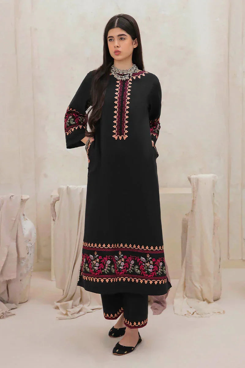 JAZMIN - 2PC DHANAK EMBROIDERED SHIRT AND EMBROIDERED TROUSER - HZG2386