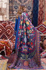 MARIA B - 3PC DHANAK EMBROIDERED SHIRT WITH COTRAI WOOL PRINTED SHAWL AND TROUSER - HZG1429