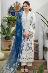MOTIFZ - 3PC LAWN EMBROIDERED SHIRT WITH SILK PRINTED DUPATTA AND TROUSER - HZG3027