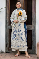 MOTIFZ - 3PC LAWN EMBROIDERED SHIRT WITH SILK PRINTED DUPATTA AND TROUSER - HZG3027