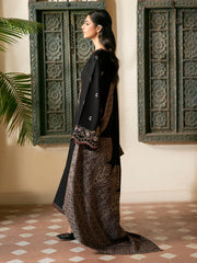 IZEL - 3PC KHADDAR EMBROIDERED SHIRT WITH TWILL PRINTED SHAWL AND TROUSER - HZU2593