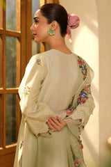 MARYAM HUSSAIN - 3PC LAWN EMBROIDERED SHIRT WITH KHADI NET EMBROIDERED DUPATTA AND TROUSER - HZG2715