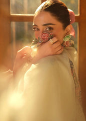 MARYAM HUSSAIN - 3PC LAWN EMBROIDERED SHIRT WITH KHADI NET EMBROIDERED DUPATTA AND TROUSER - HZG2715