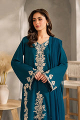 BATIK - 3PC DHANAK EMBROIDERED SHIRT WITH CHIFFON EMBROIDERED DUPATTA AND TROUSER - HZU2428