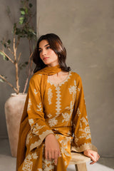 BATIK - 3PC DHANAK EMBROIDERED SHIRT WITH CHIFFON DUPATTA AND TROUSER - HZU2434