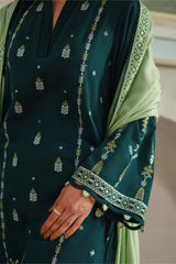 BATIK - 3PC DHANAK EMBROIDERED SHIRT WITH DHANAK EMBROIDERED SHAWL AND TROUSER - HZG2372
