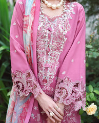 MUSHQ - 3PC LAWN EMBROIDERED SHIRT WITH SILK PRINTED DUPATTA AND TROUSER - HZG3044
