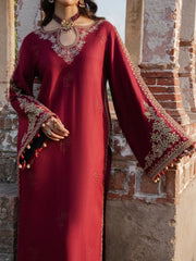 IZEL - 3PC DHANAK EMBROIDERED SHIRT WITH TWILL PRINTED SHAWL AND TROUSER - HZU2583