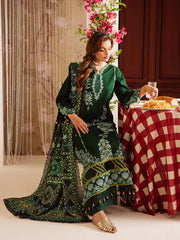 MAHNUR - 3PC DHANAK EMBROIDERED SHIRT WITH TWILL PRINTED SHAWL AND TROUSER - HZU2531