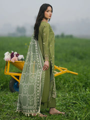 IZEL - 3PC LAWN EMBROIDERED SHIRT WITH CHIFFON PRINTED DUPATTA AND TROUSER - HZG2686