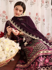 MAHNUR - 3PC LAWN LASERWORK EMBROIDERED SHIRT WITH KHADDI NET EMBROIDEERED DUPATTA AND TROUSER - HZG2764