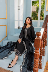 BATIK - 3PC DHANAK EMBROIDERED SHIRT WITH ORGANZA EMBROIDERED DUPATTA AND TROUSER - HZG1834
