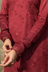 SERAN - 3PC DHANAK EMBROIDERED SHIRT WITH DHANAK EMBROIDERED SHAWL AND TROUSER - HZG2395