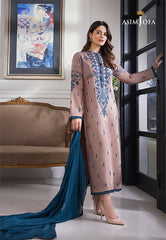 ASIM JOFA - 3PC LAWN EMBROIDERED SHIRT WITH CHIFFON DUPATTA & TROUSER - HZG1285