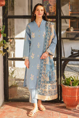 BATIK - 3PC LAWN EMBROIDERED SHIRT WITH PRINTED DUPATTA AND TROUSER - HZG1721