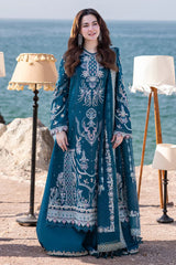 QALAMKAR - 3PC DHANAK SEQUIN EMBROIDERED SHIRT WITH CHIFFON EMBROIDERED DUPATTA AND TROUSER - HZG1740