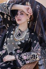 QALAMKAR - 3PC LAWN EMBROIDERED SHIRT WITH CHIFFON PRINTED EMBROIDERED DUPATTA AND TROUSER - HZG2646