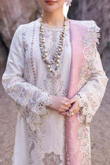 QALAMKAR - 3PC LAWN CHIKANKAARI EMBROIDERED SHIRT WITH ORGANZA PRINTED EMBROIDERED DUPATTA AND TROUSER - HZG2263