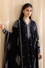 SAPPHIRE - 3PC DHANAK EMBROIDERED SHIRT WITH DHANAK EMBROIDERED DUPATTA AND TROUSER - HZG2353