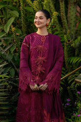 RANG RASIYA - 3PC LAWN CHIKANKAARI EMBROIDERED SHIRT WITH KHADDI NET EMBROIDERED DUPATTA AND TROUSER - HZG2966