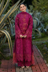 RANG RASIYA - 3PC LAWN CHIKANKAARI EMBROIDERED SHIRT WITH KHADDI NET EMBROIDERED DUPATTA AND TROUSER - HZG2966
