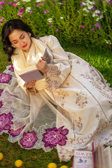 RANG RASIYA - 3PC LAWN EMBROIDERED SHIRT WITH KHADDI NET EMBROIDERED DUPATTA AND TROUSER - HZG2965