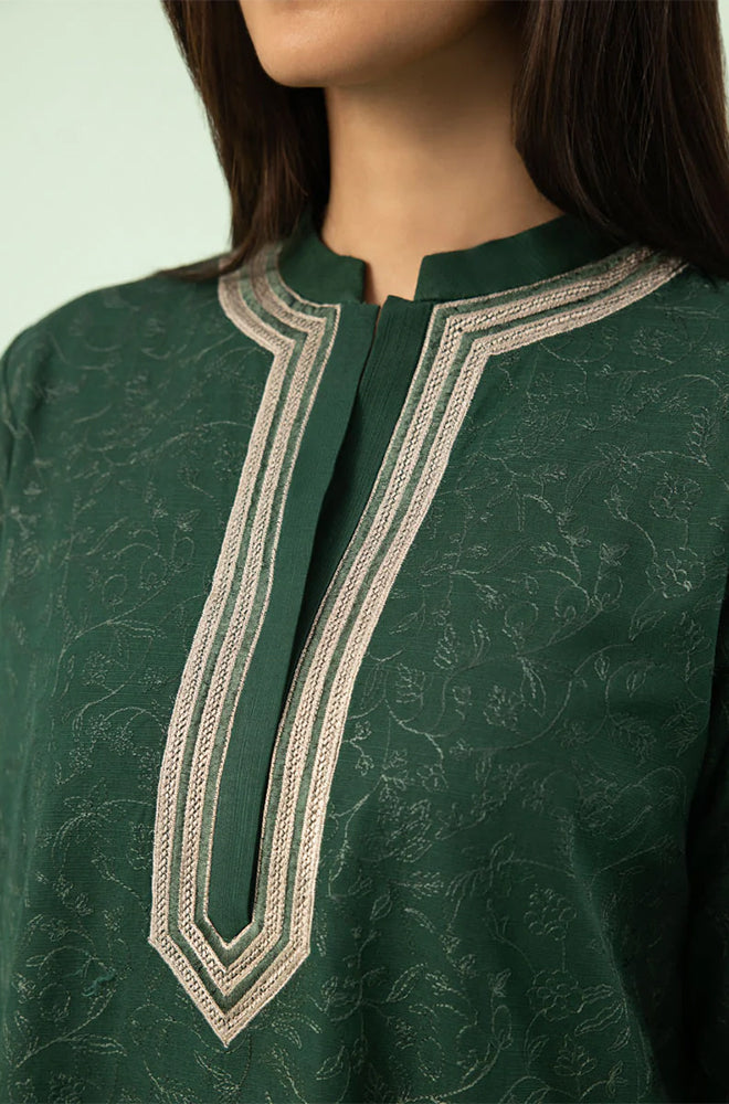 SAPPHIRE - 3PC KHADDAR EMBROIDERD SHIRT WITH KHADDAR TROUSER AND PRINTED WOOL SHAWL - HZG1356