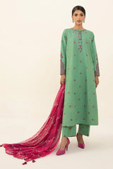 SAPPHIRE - 3PC CAMBRIC EMBROIDERED SHIRT WITH PRINTED DUPATTA AND TROUSER - HZG1725