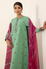 SAPPHIRE - 3PC CAMBRIC EMBROIDERED SHIRT WITH PRINTED DUPATTA AND TROUSER - HZG1725