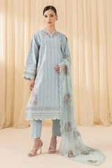 SAPPHIRE - 3PC DHANAK EMBROIDERED SHIRT WITH CHIFFON EMBROIDERED DUPATTA AND TROUSER - HZG2551