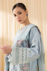 SAPPHIRE - 3PC DHANAK EMBROIDERED SHIRT WITH CHIFFON EMBROIDERED DUPATTA AND TROUSER - HZG2551