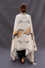 URGE - 3PC DHANAK EMBROIDERED SHIRT WITH TWILL PRINTED SHAWL AND TROUSER - HZG1461