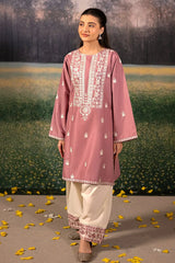 URGE - 3PC DHANAK EMBROIDERED SHIRT WITH TWILL PRINTED SHAWL AND TROUSER - HZG2390