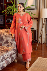 URGE - 2PC DHANAK EMBROIDERED SHIRT AND EMBROIDERED TROUSER - HZU2526