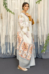 URGE - 3PC DHANAK EMBROIDERED SHIRT WITH PASHMINA WOOL PRINTED SHAWL AND TROUSER - HZG1415