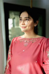 URGE - 2PC DHANAK EMBROIDERED SHIRT WITH EMBROIDERED TROUSER - HZG2605