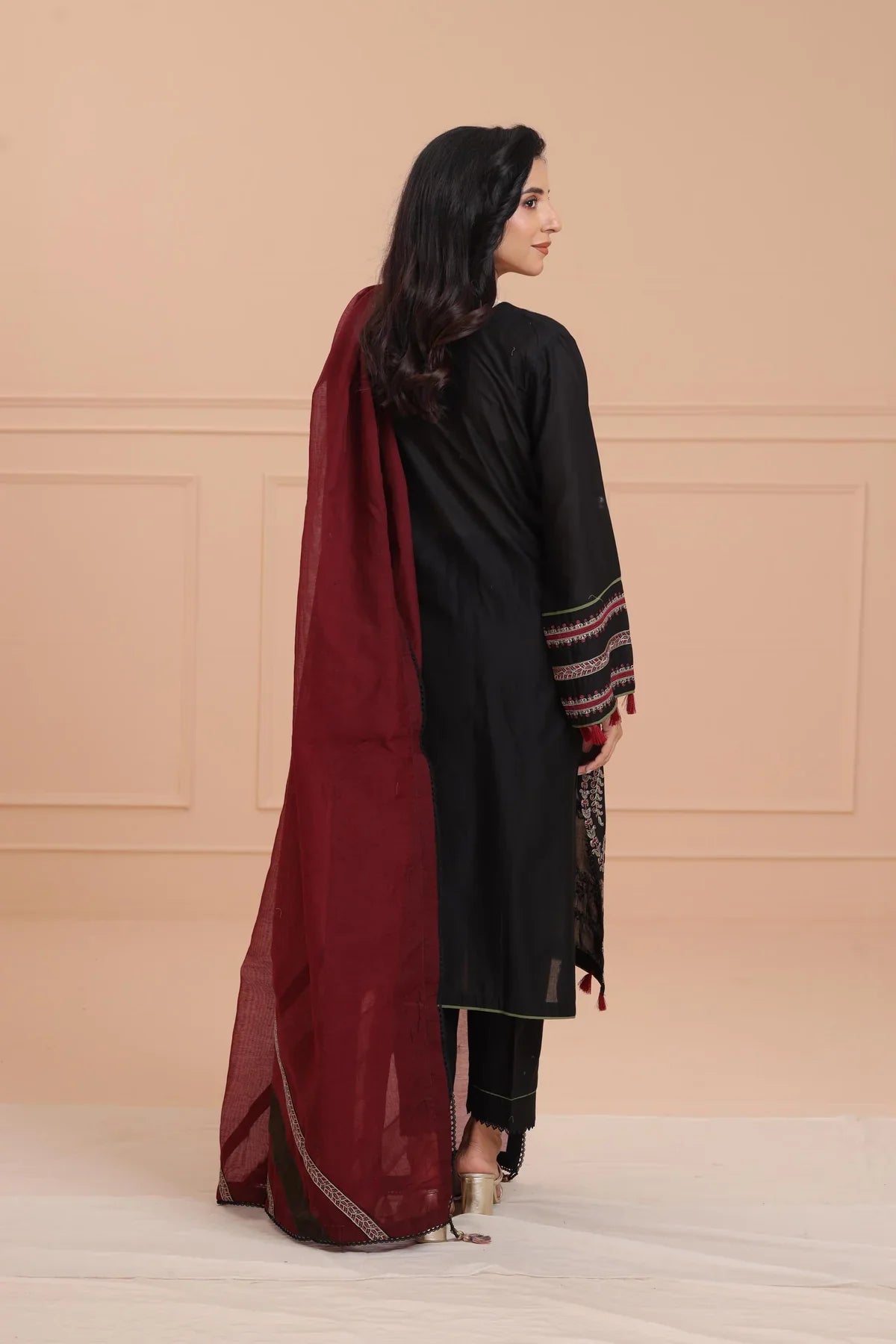 JAZMIN - 3PC LAWN EMBROIDERED SHIRT WITH COTTON NET DUPATTA  AND TROUSER - HZG2214