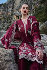 IMAGE - 3PC LAWN EMBROIDERED SHIRT WITH KHADI NET EMBROIDERED DUPATTA AND TROUSER - HZG2650