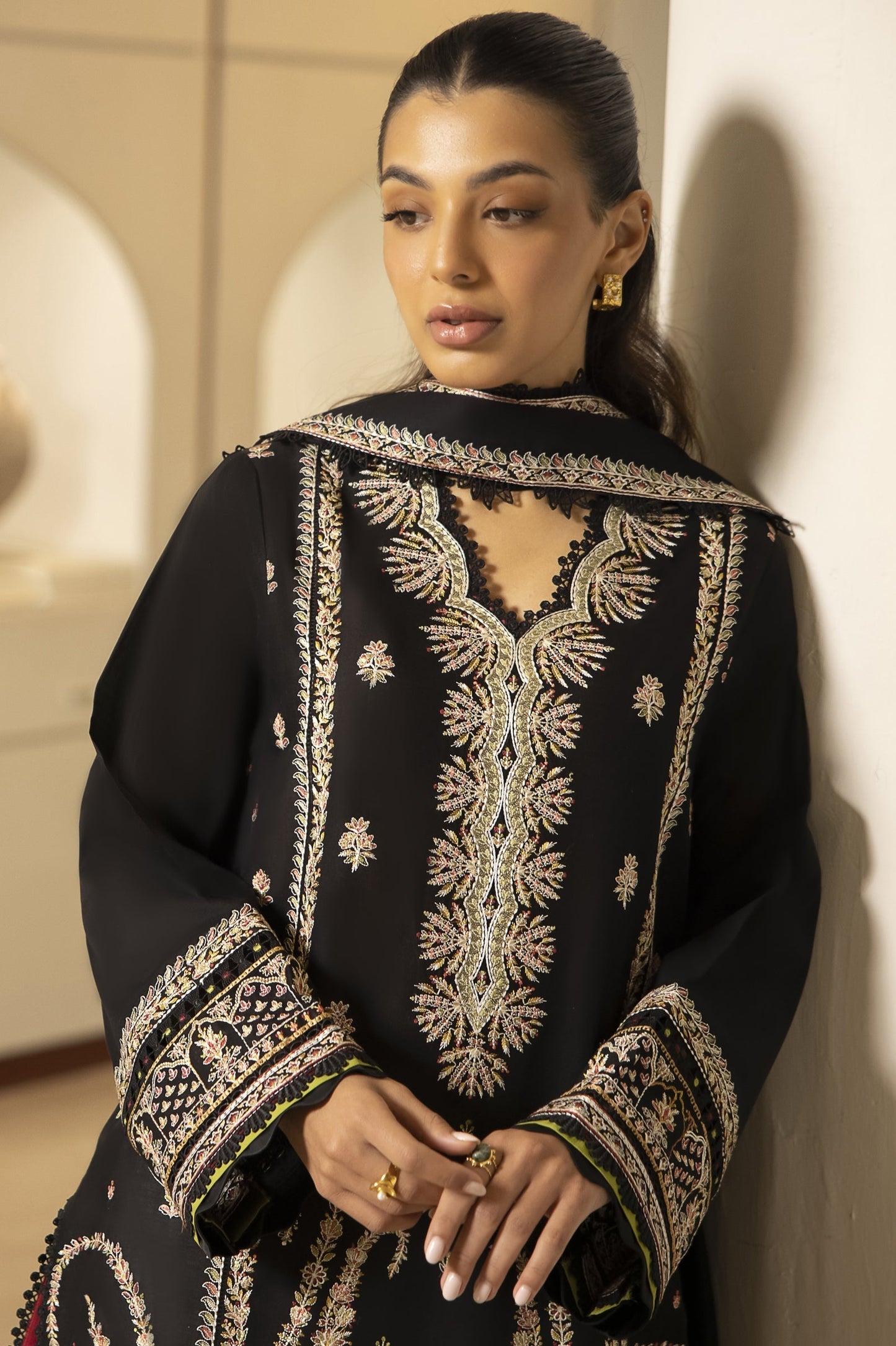 ZAHA - 3PC LAWN EMBROIDERED SHIRT WITH DIAMOND PRINTED DUPATTA AND TROUSER - HZG1708